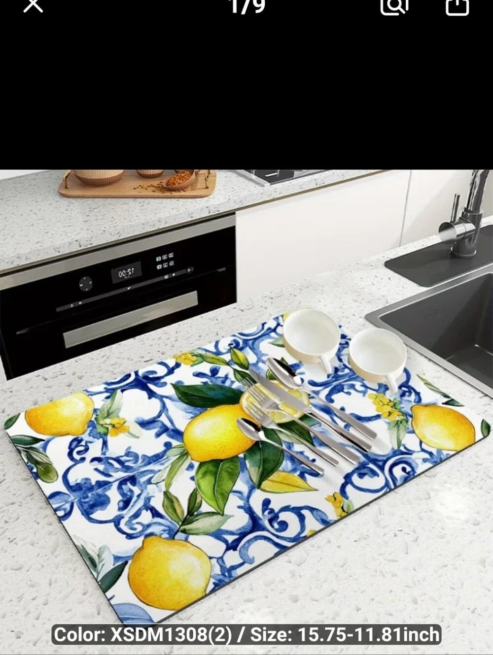 New Yellow Lemon Pattern Kitchen Dish Drying Mat - #1549-600